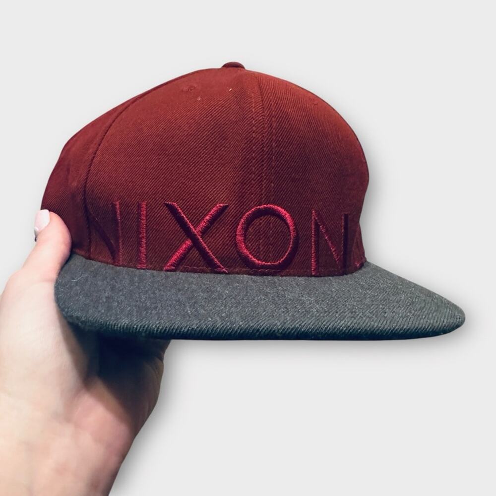 Nixon flat bill embroidered logo hat